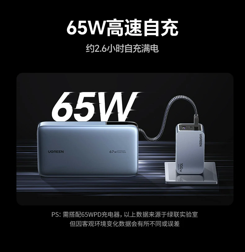 总输出5v-3a max 绿联充电宝智能分配功率