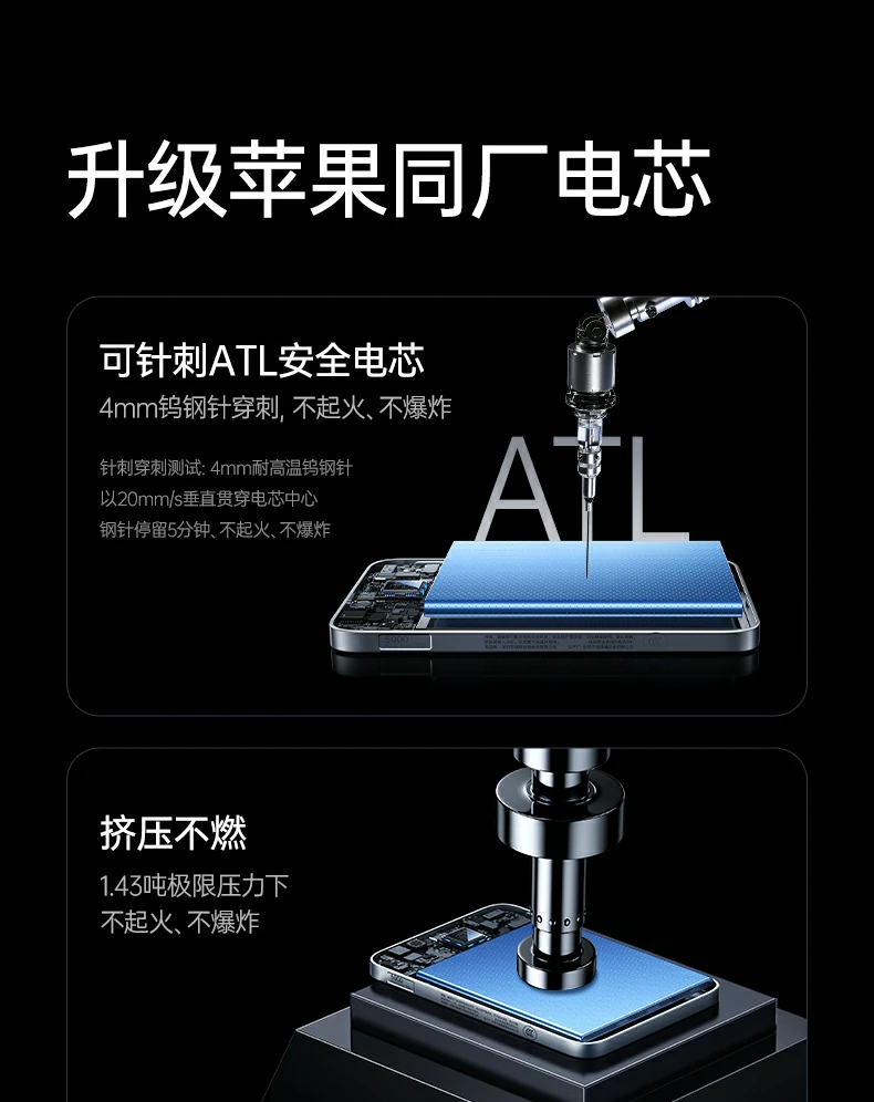 usb-c输入5v-3a/9v-2.22a/12v-1.67a多协议兼容 绿联pb580超薄磁吸无线充电宝usb-c输入接口特写