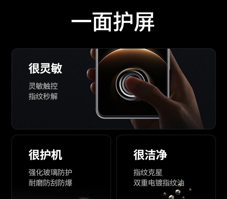 全屏覆盖设计 - 无白边无缝隙,贴合紧密防进灰 全屏覆盖无白边展示,无缝隙贴合设计