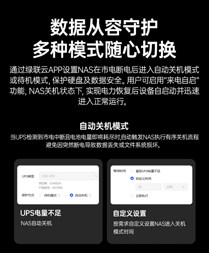 防止供电闪断 - 稳定持续供电,避免设备重启 防止供电闪断功能,稳定持续供电