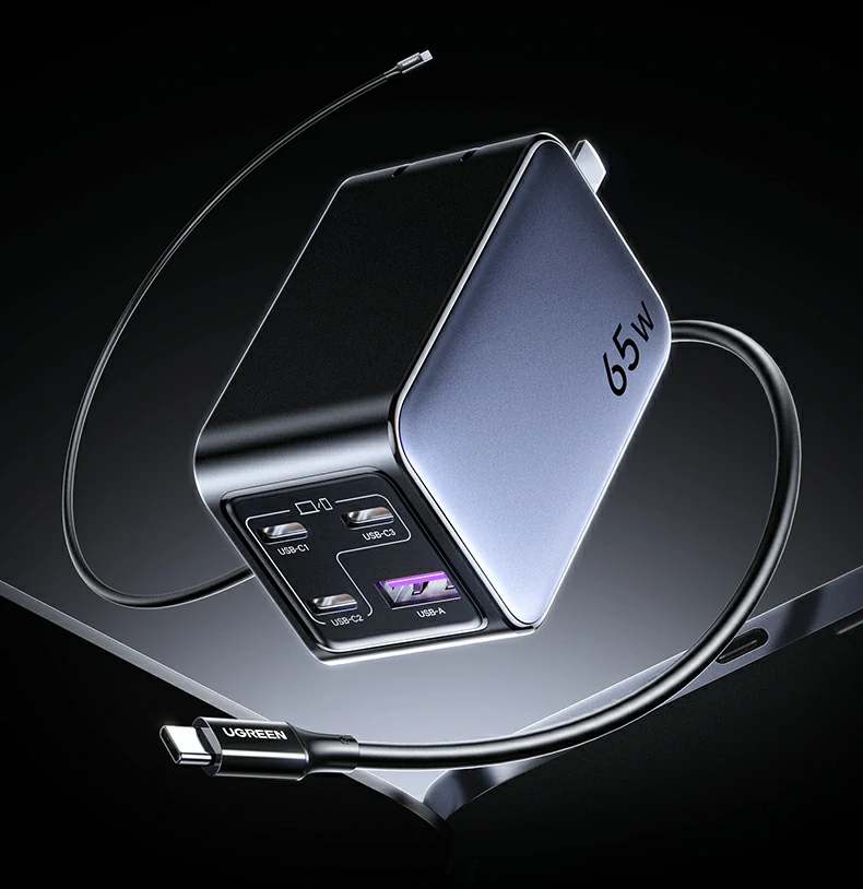 绿联x559三usb-c接口特写，单口最大输出65w