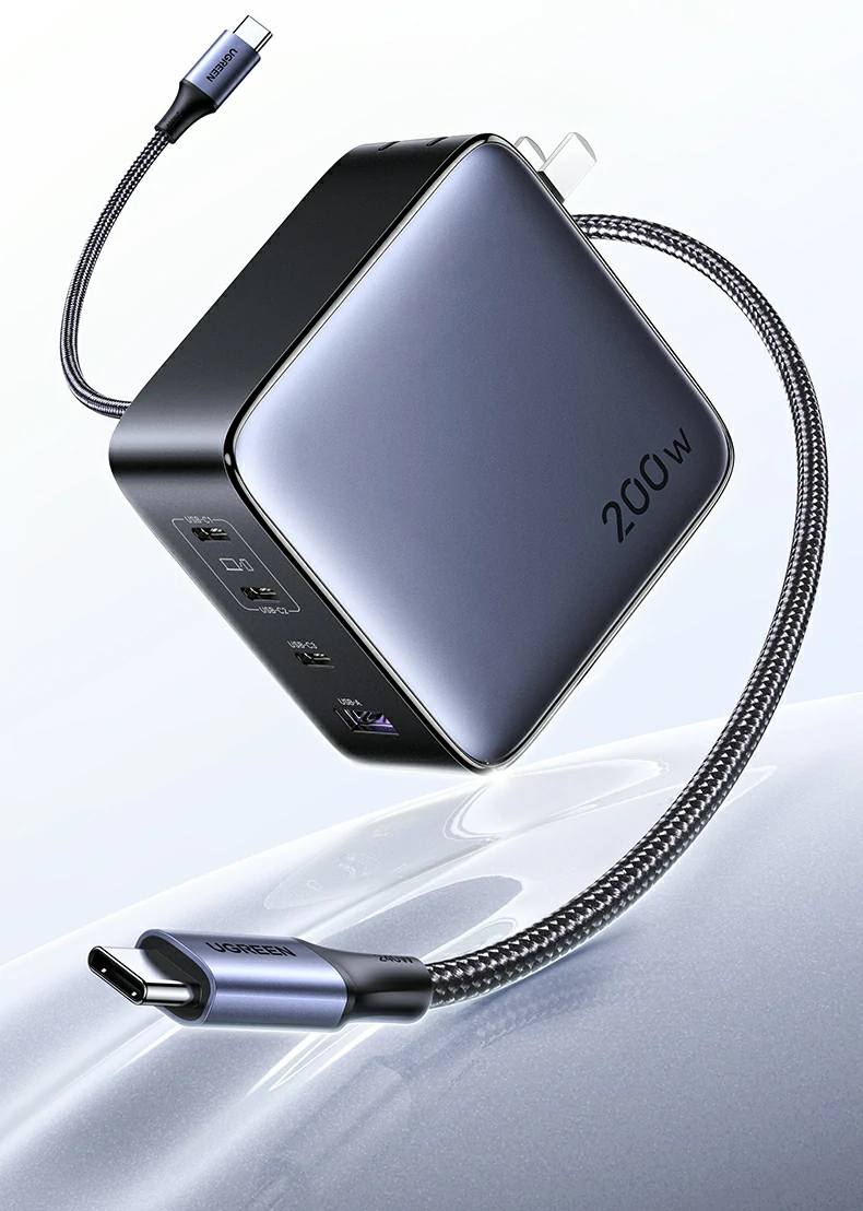 四口高能同充 - 3c1a四口输出总功率200w max,多设备同时稳定快充 3c1a四口输出功率分布示意图